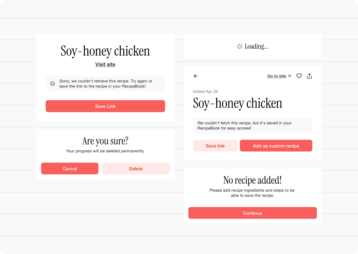 RecipeBook secondary states